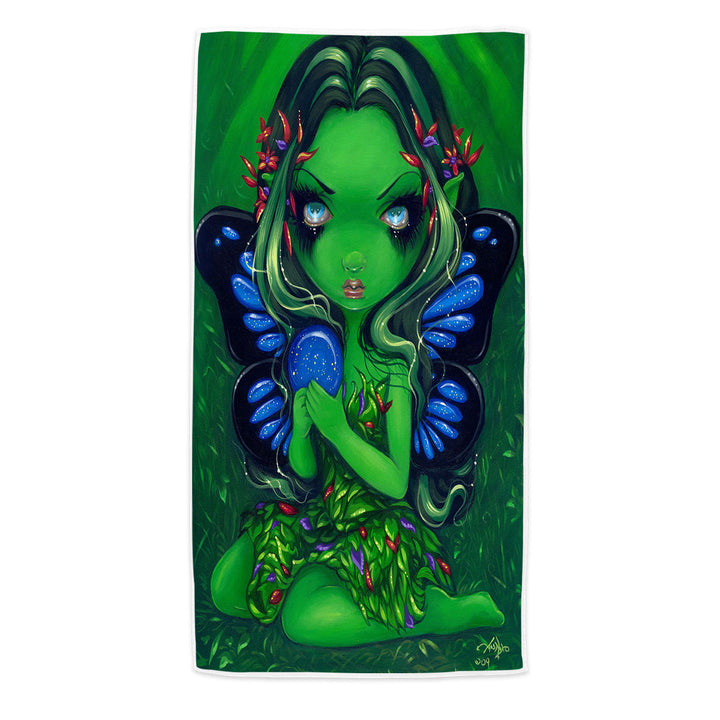 Verdant Green Forest Fairy Microfiber Beach Towel