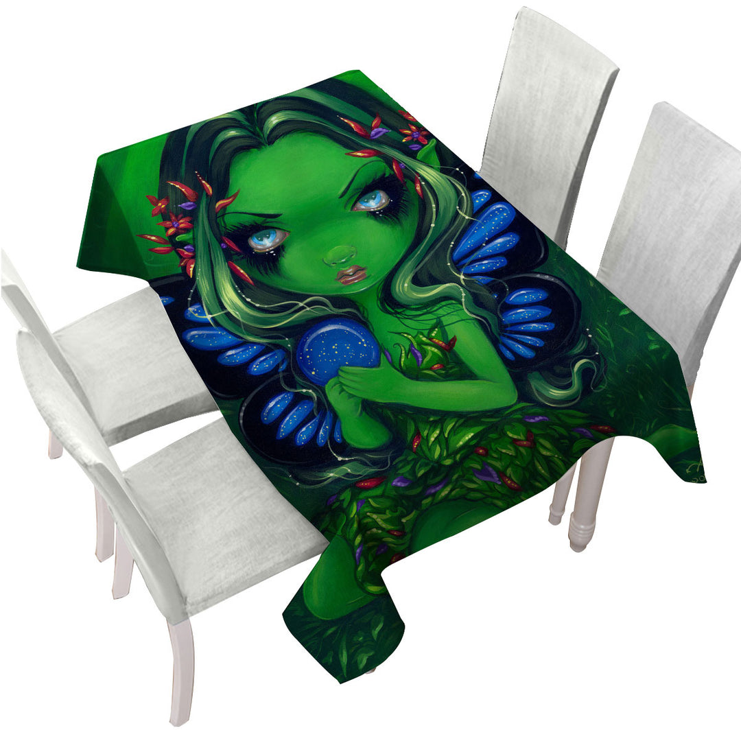 Verdant Green Forest Fairy Table Cover