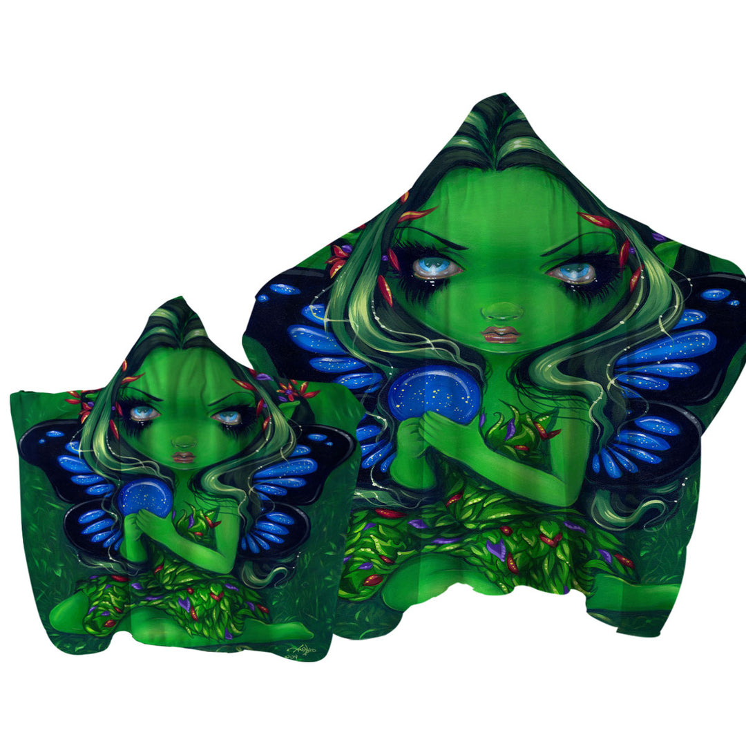 Verdant Green Forest Fairy Towel with Hood