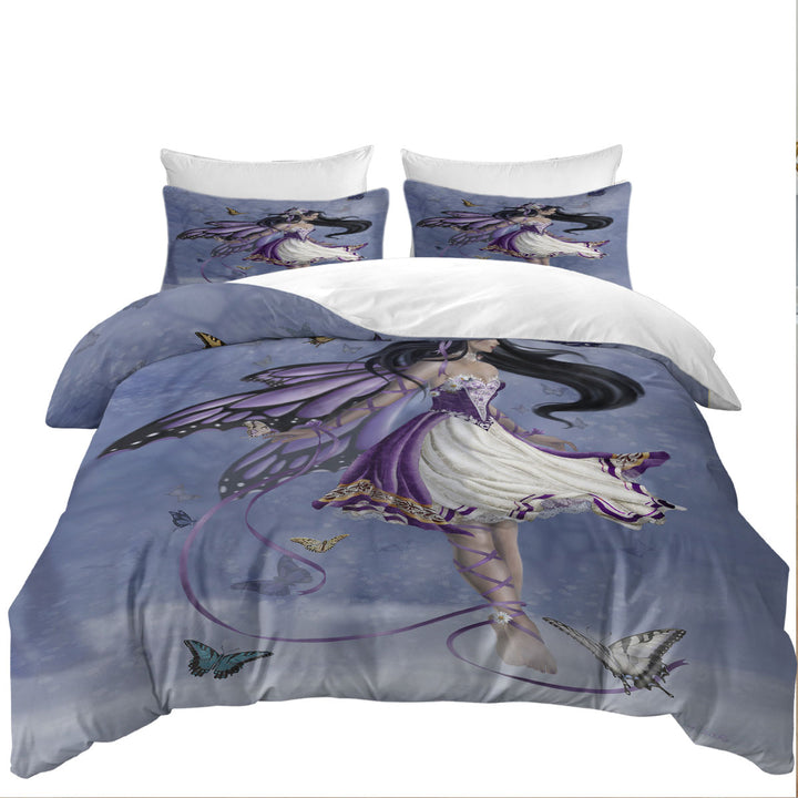 Violet Melody Purple Butterfly Fairy Girl Quilt Cover Sets