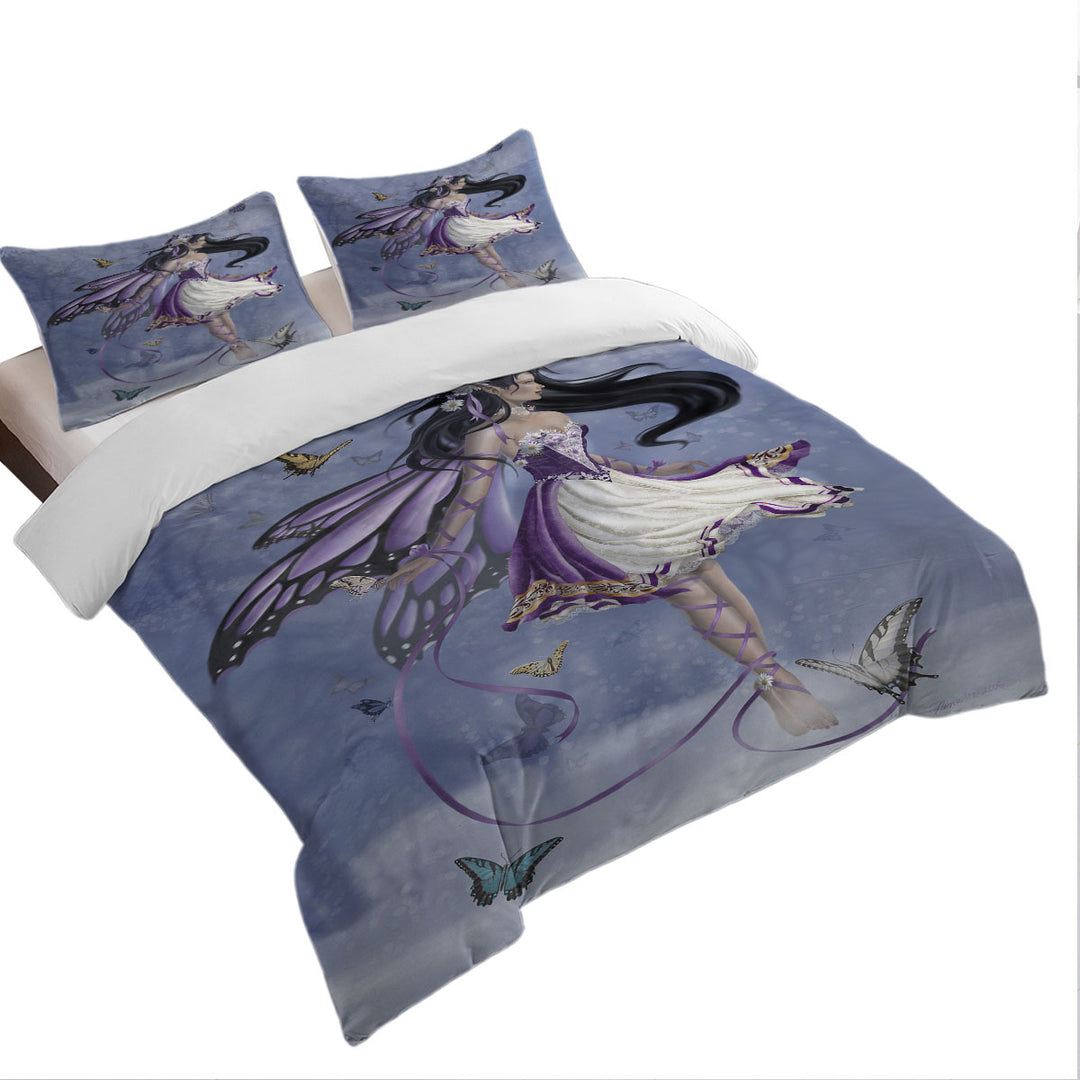 Violet Melody Purple Butterfly Fairy Girl Twin xl Duvet Covers