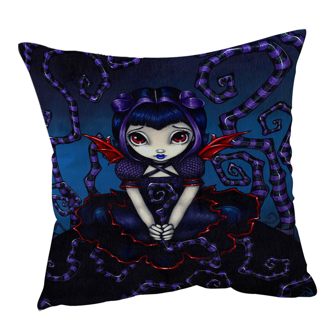 Violet Sometimes Cute Gothic Winged Girl Cushion