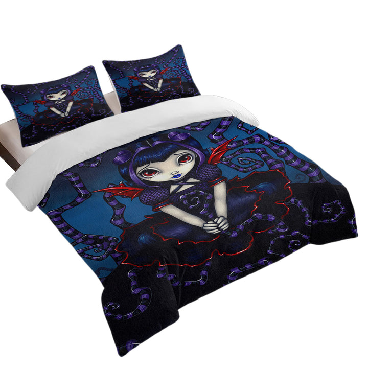 Violet Sometimes Cute Gothic Winged Girl Duvet Cover sale