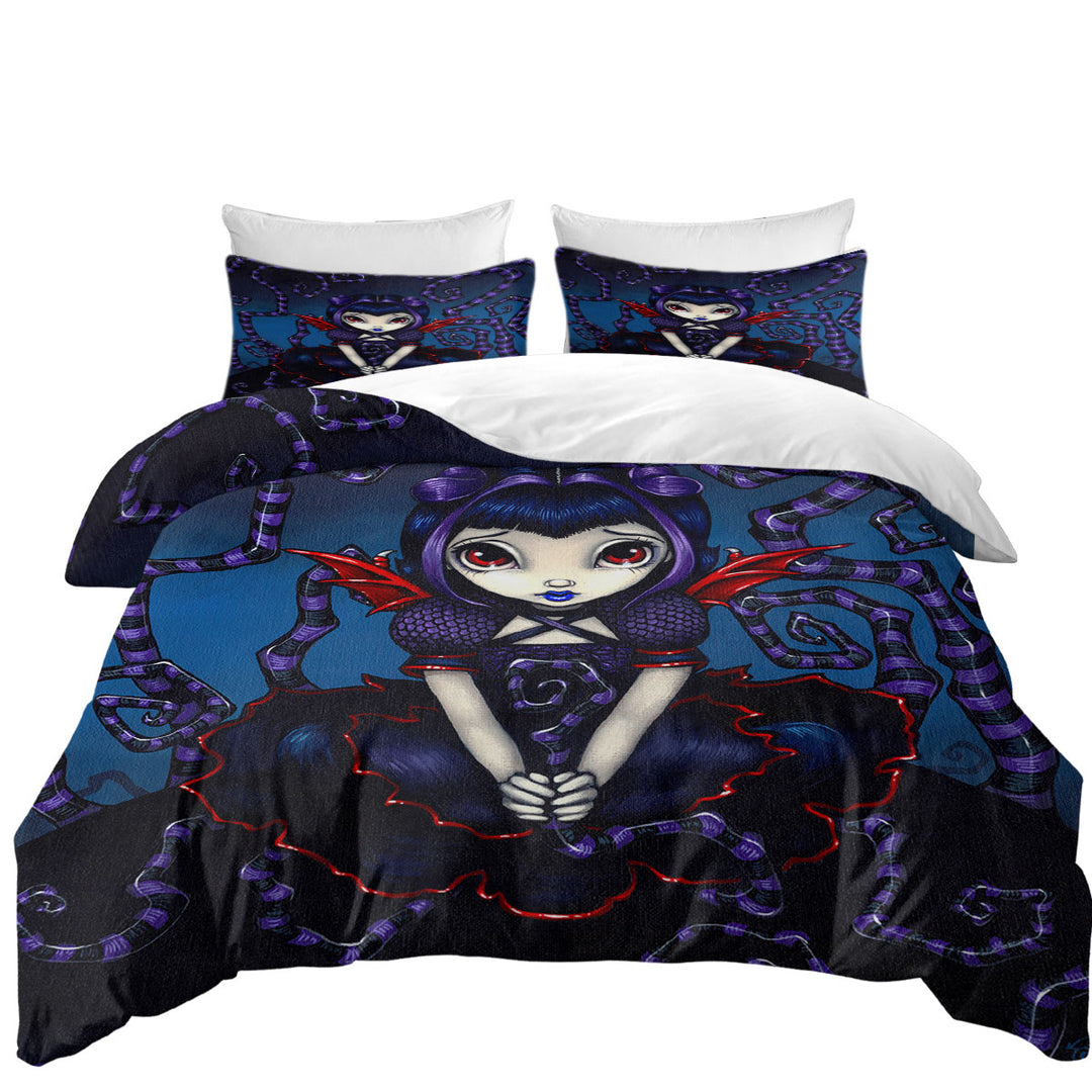 Violet Sometimes Cute Gothic Winged Girl Duvet Cover set