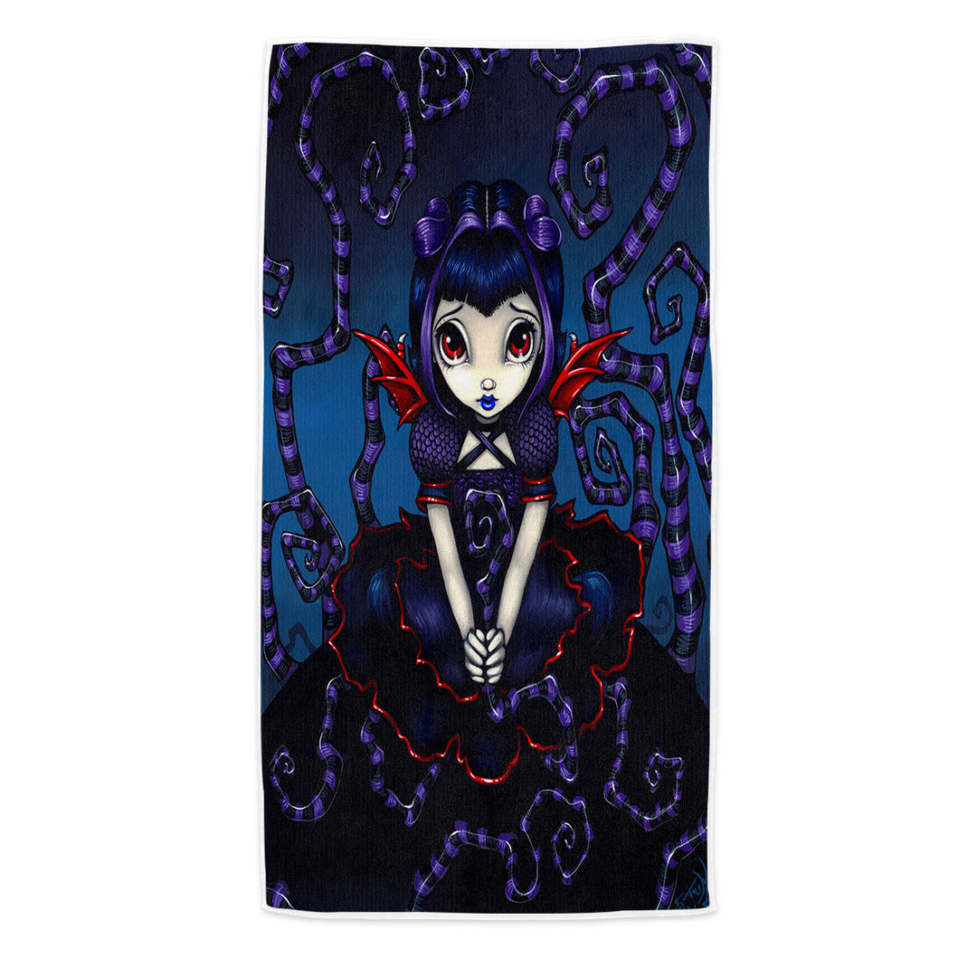 Violet Sometimes Cute Gothic Winged Girl Microfiber Beach Towel