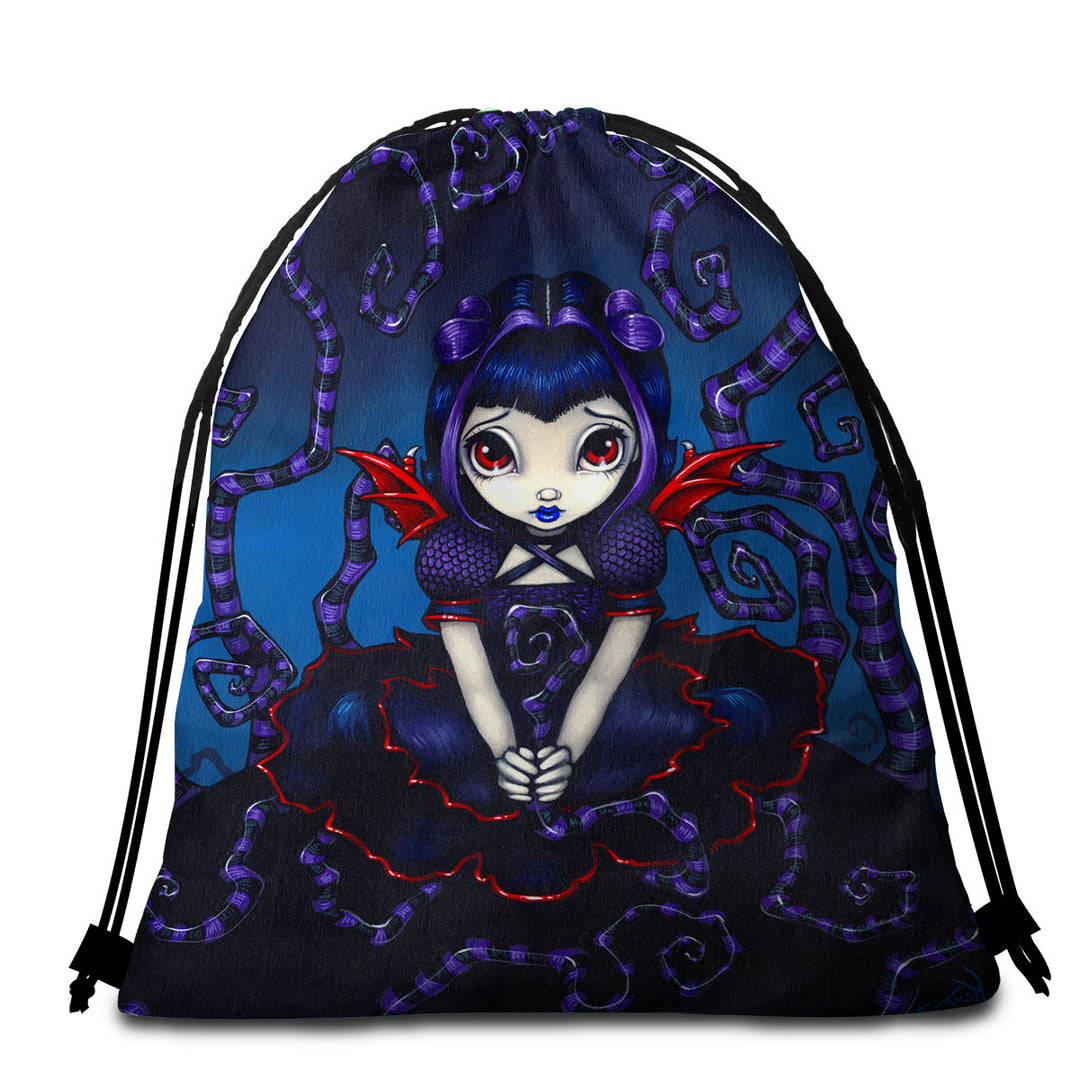 Violet Sometimes Cute Gothic Winged Girl Microfibre Beach Towels