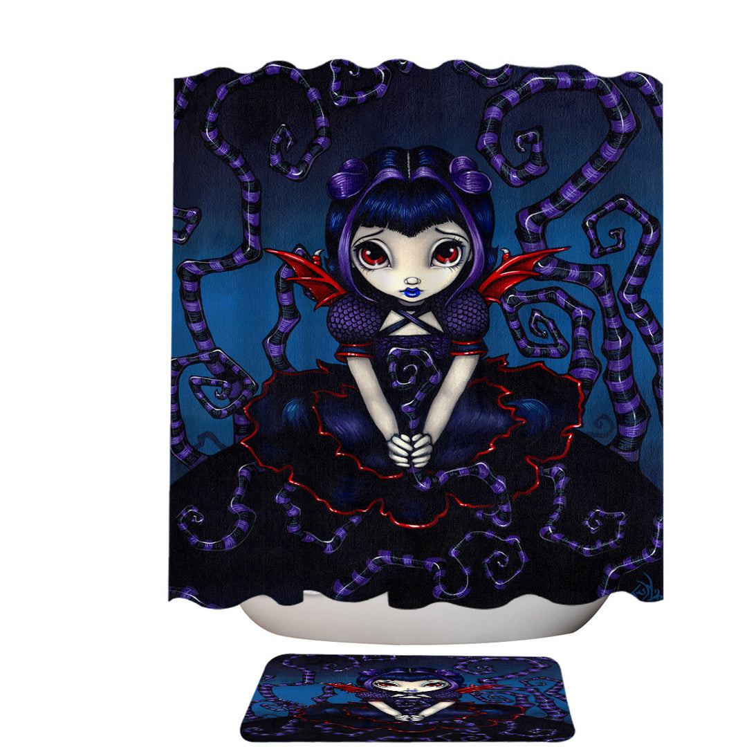 Violet Sometimes Cute Gothic Winged Girl Shower Curtains Online