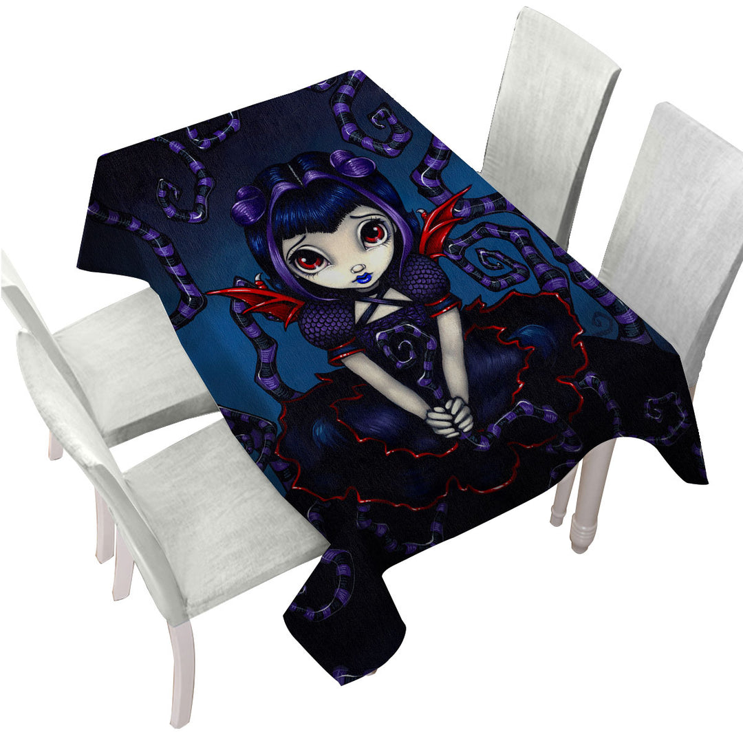 Violet Sometimes Cute Gothic Winged Girl Tablecloth