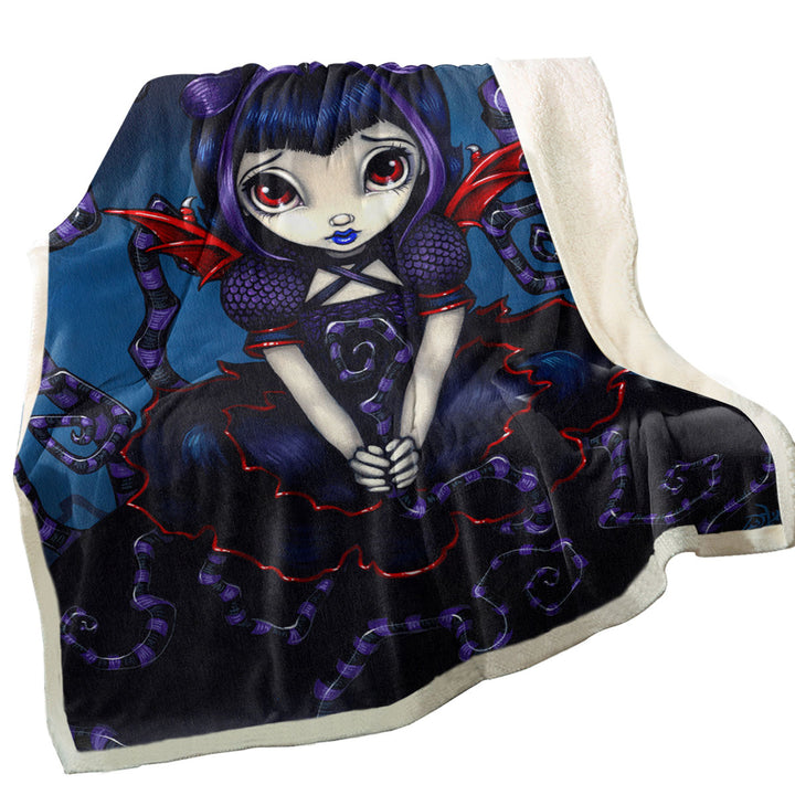 Violet Sometimes Cute Gothic Winged Girl Throw Blanket