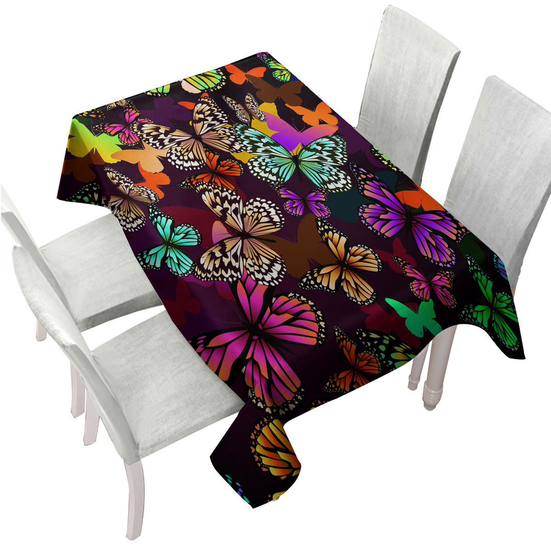 Vivid Colored Butterflies Tablecloths