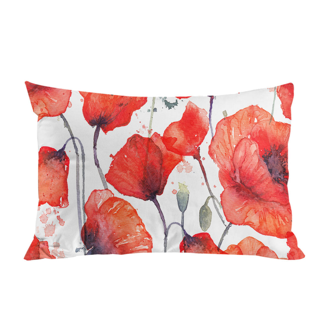 Vivid Red Poppy Flowers King Pillow Cases