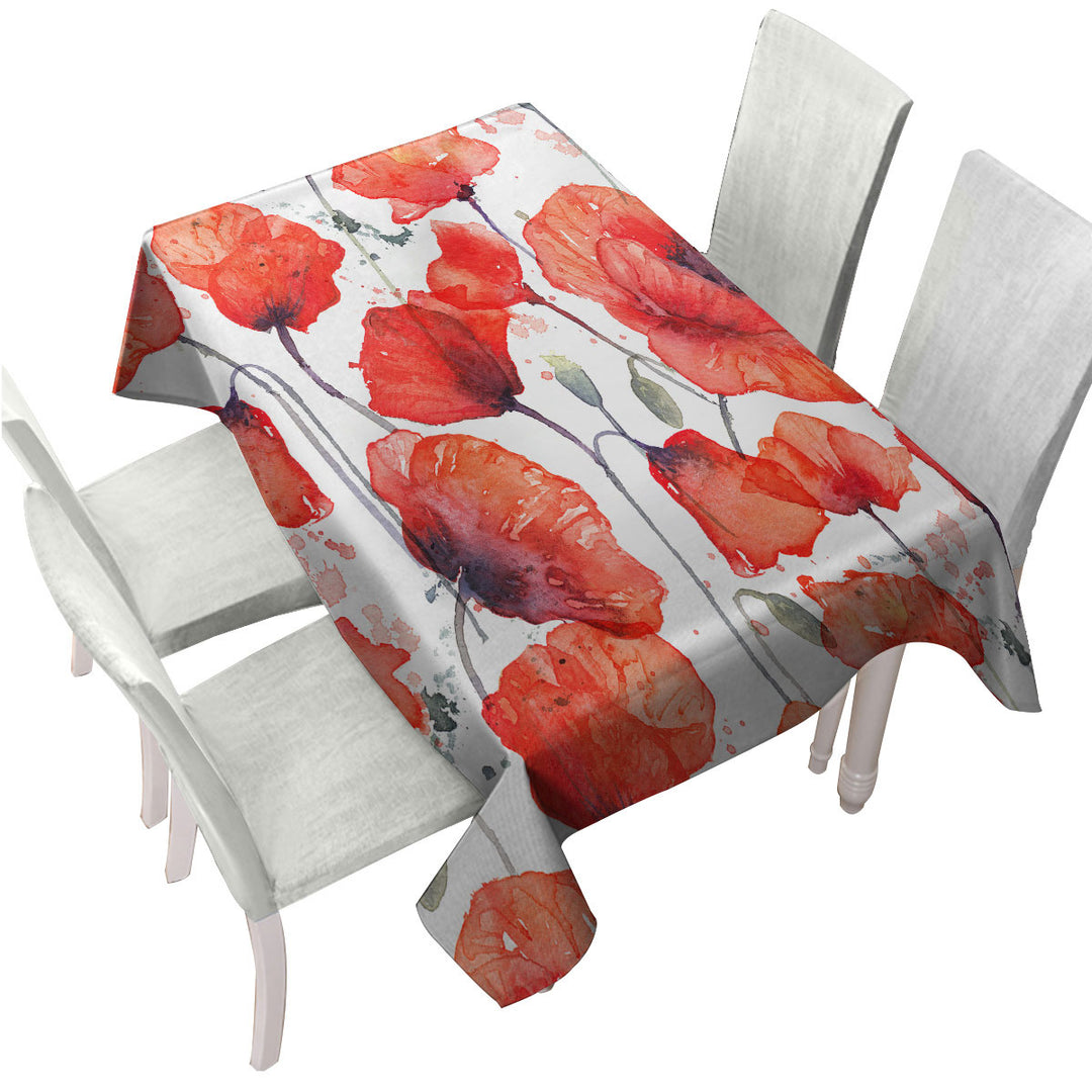 Vivid Red Poppy Flowers Table Cover