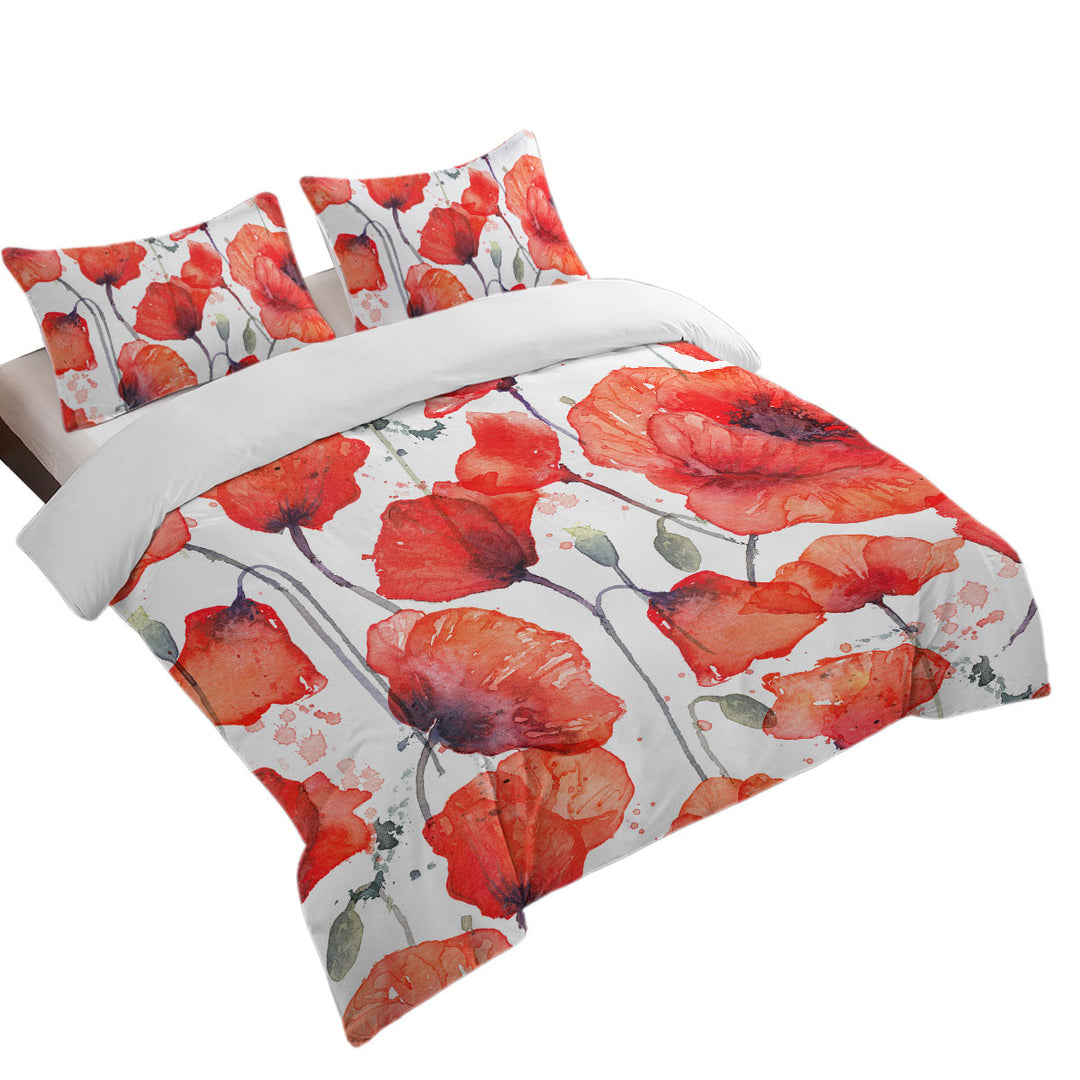 Vivid Red Poppy Flowers Twin Duvet Covers