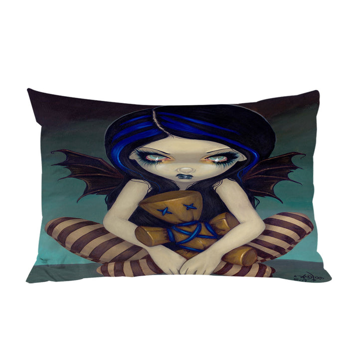 Voodoo in Blue Gothic Angel with a Voodoo Doll Pillow Case Covers