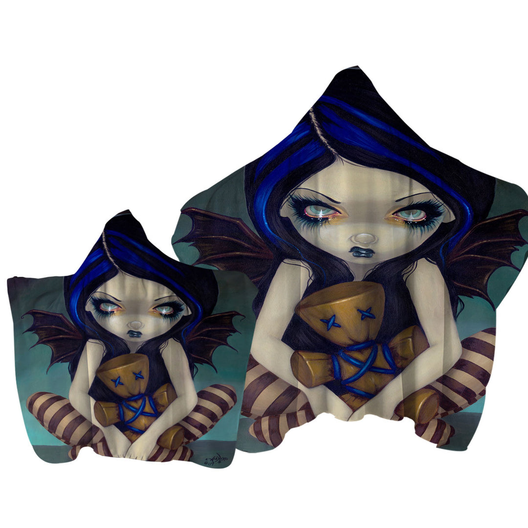 Voodoo in Blue Gothic Angel with a Voodoo Doll Towel Hoodie