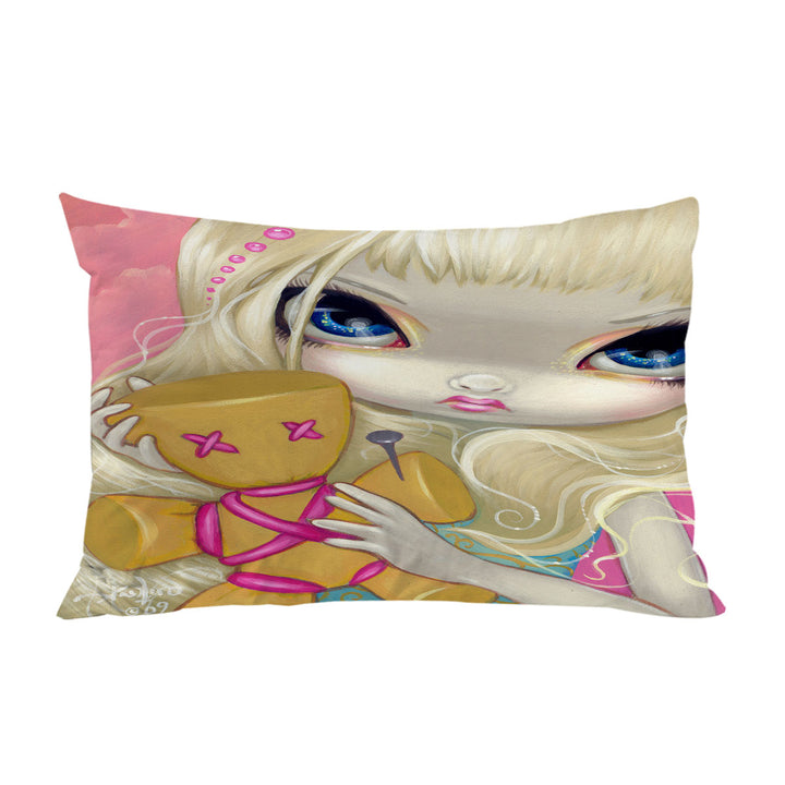 Voodoo in Pink Cute Innocent Girl with a Voodoo Doll Bed Covers