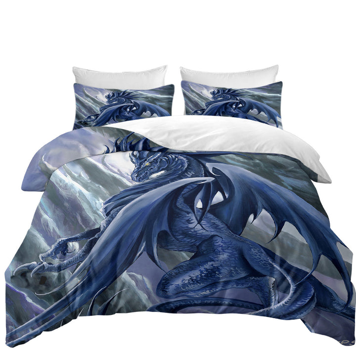 Vortex Painted Blue Dragon Oversized King Duvet Cover