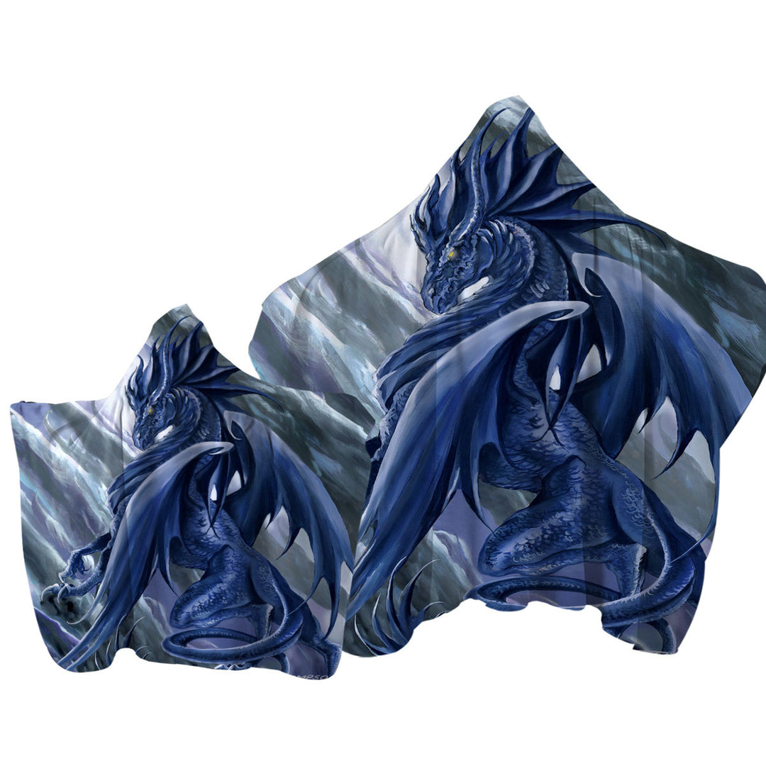 Vortex Painted Blue Dragon Towel Hoodie