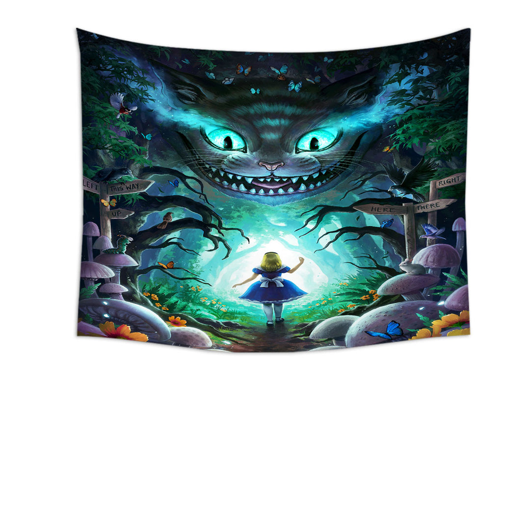 Wall Decor Tapestry of Wonderland Alice Scary Forest