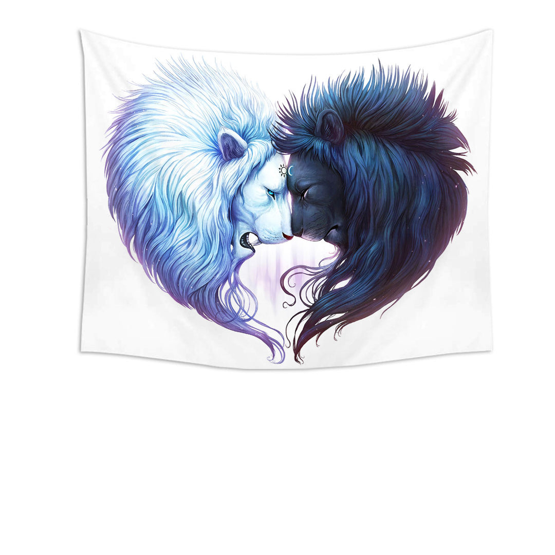 Wall Decor Tapestry with Yin Yang Brotherhood Lions