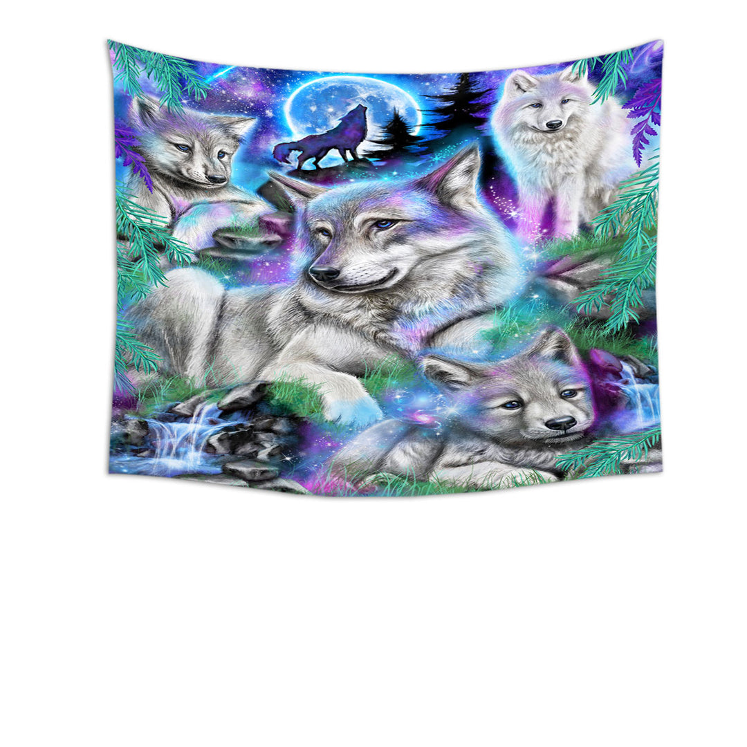 Wall Decor of Forest Animals Art Daydream Galaxy Wolves Tapestry