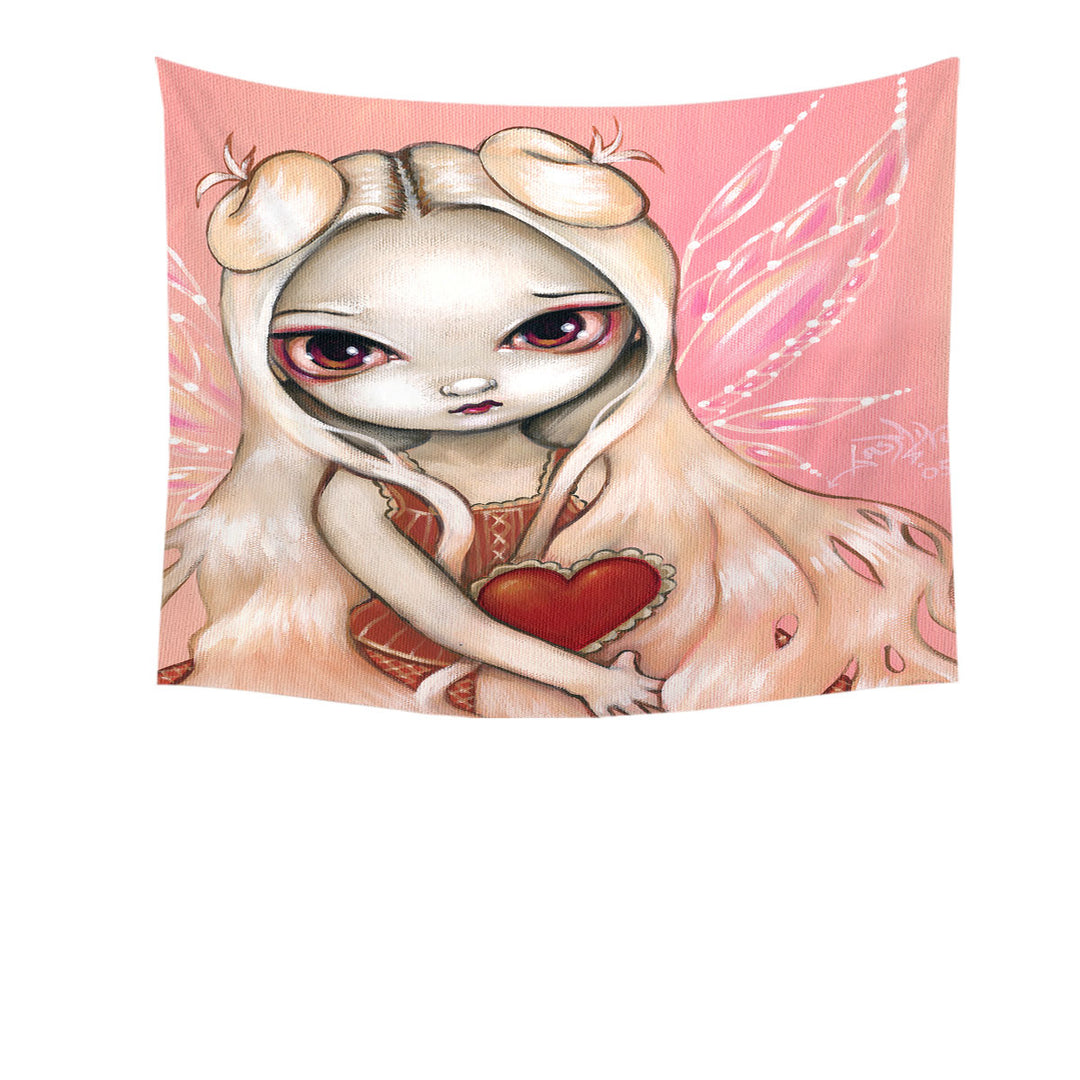 Wall Decor of Melancholy Valentine Sad Pink Winged Fairy