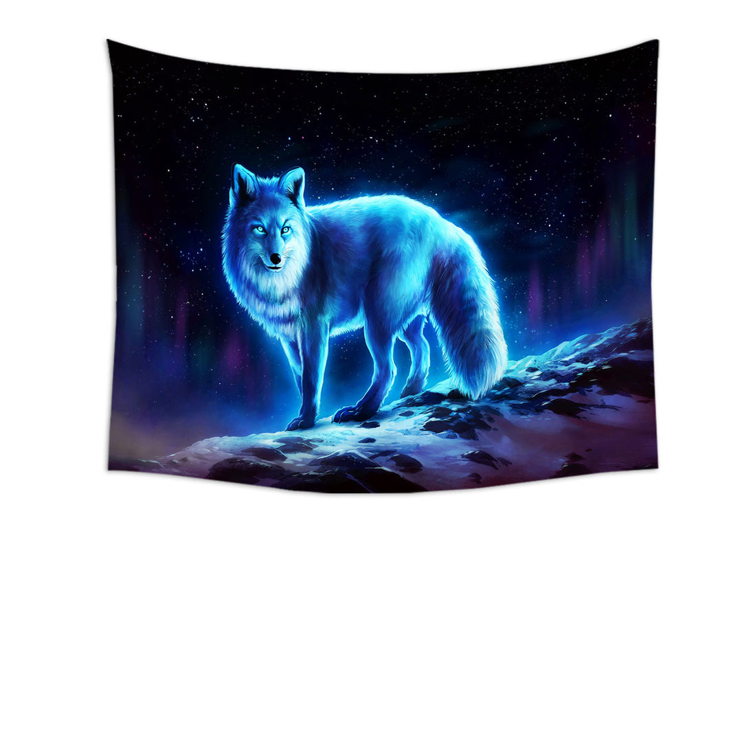 Wanderer Night Sky Winter Wolf Tapestry Wall Decor