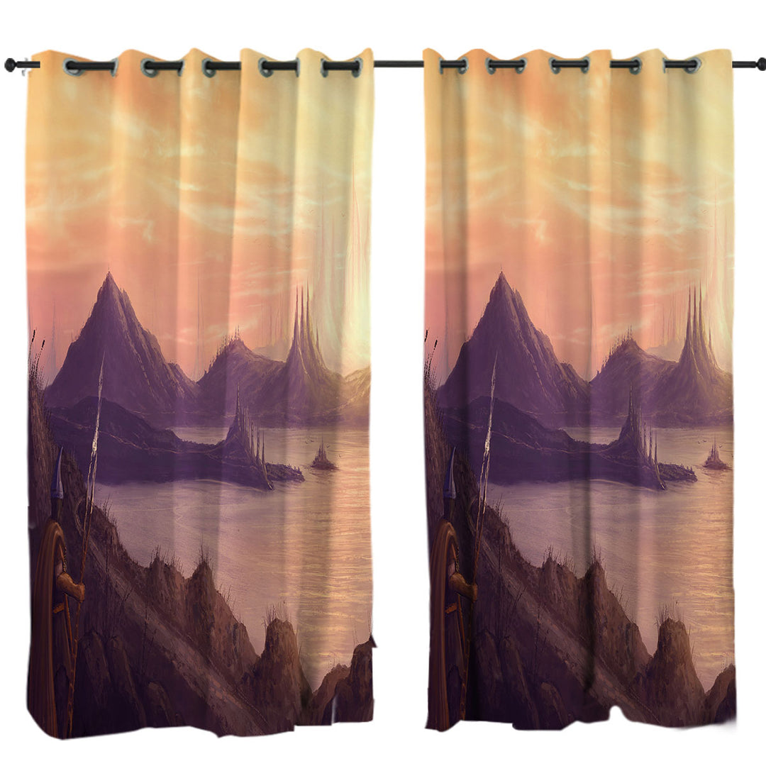 Warrior Long Journey by The Lake Curtains for Living Room