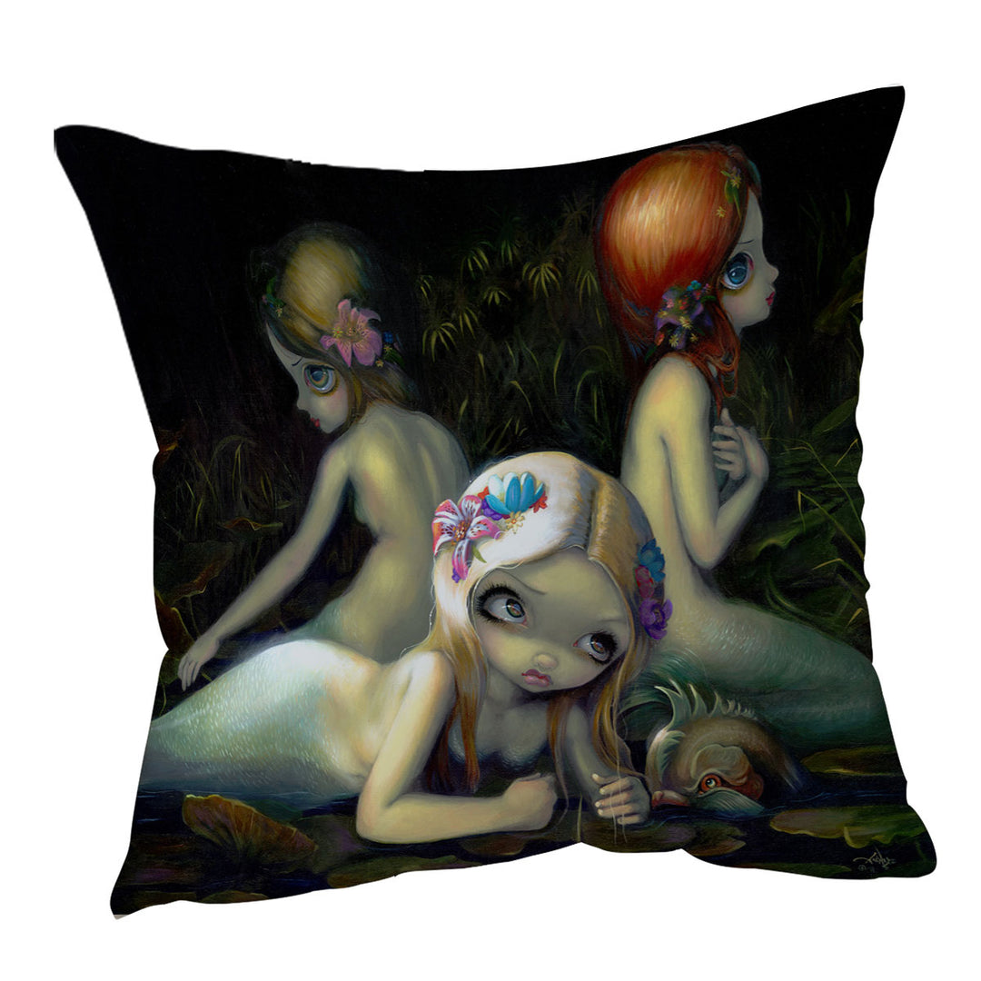 Water Elementals Beautiful Nymphs Mermaids Throw Cushions