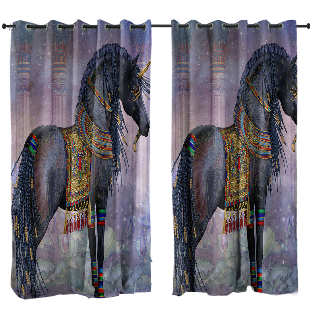 Water Lilies Black Horse Curtains for Living Room