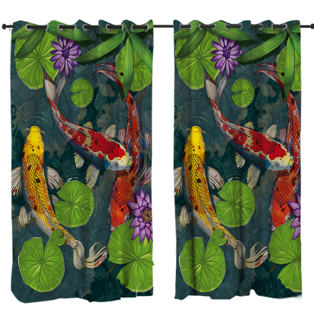 Water Lily Pond and Koi Fish Curtains