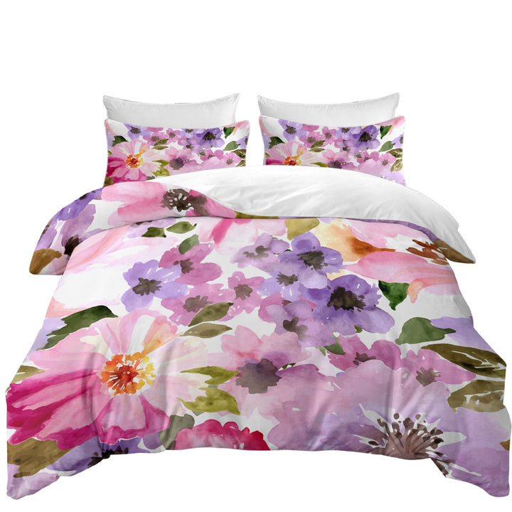 Water colored Flowers Duvet Cover sale