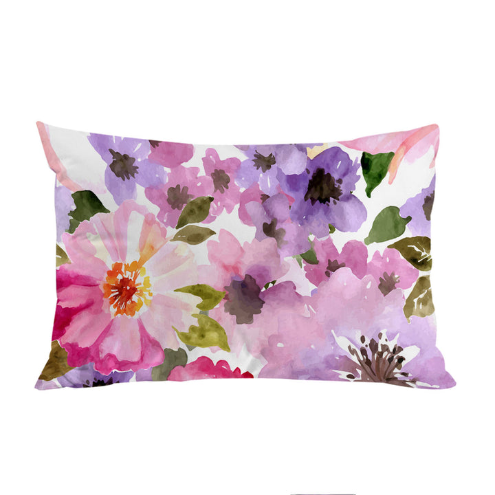 Water colored Flowers Pillow Case Covers