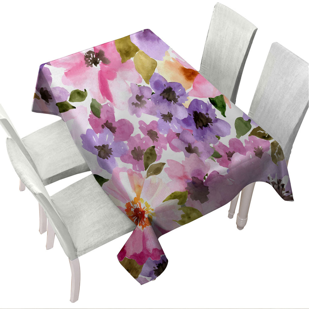 Water colored Flowers Tablecloths