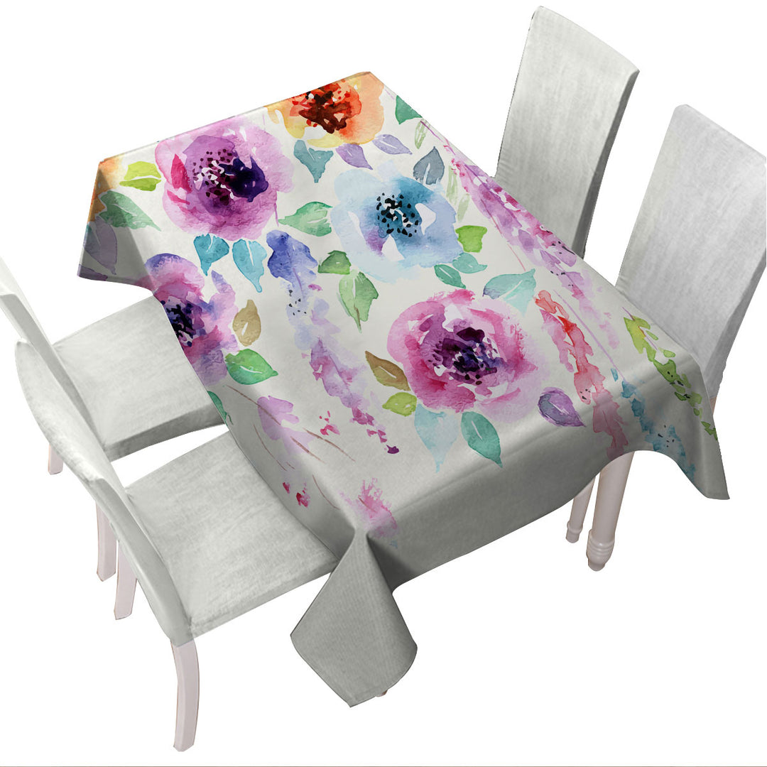 Watercolor Floral Painting Tablecloths