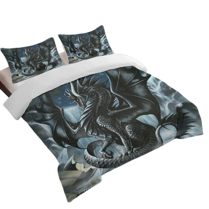 Waterfall Obsidian Black Dragon Duvet Covers