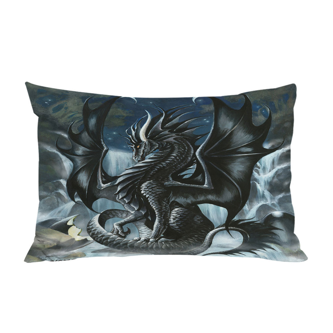 Waterfall Obsidian Black Dragon Pillowcases