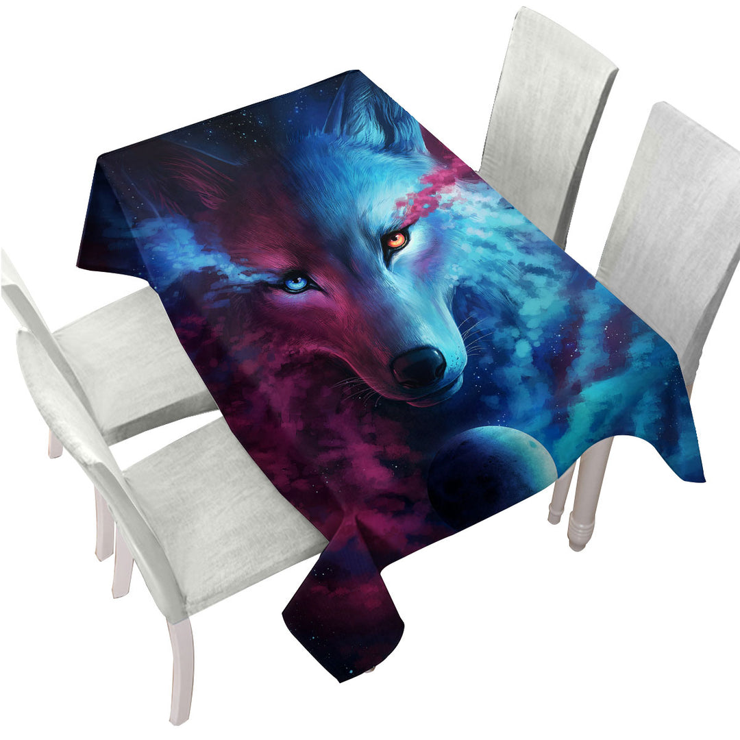 Where Light and Dark Meet Moon Wolf Custom table Covers