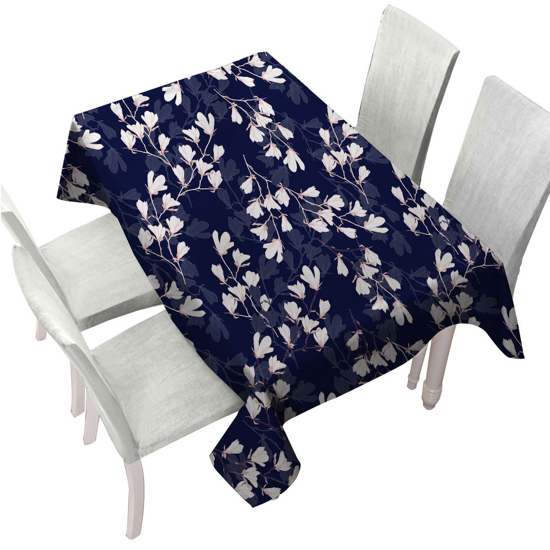 White Flowers and In the Dark Flowers Table Cover