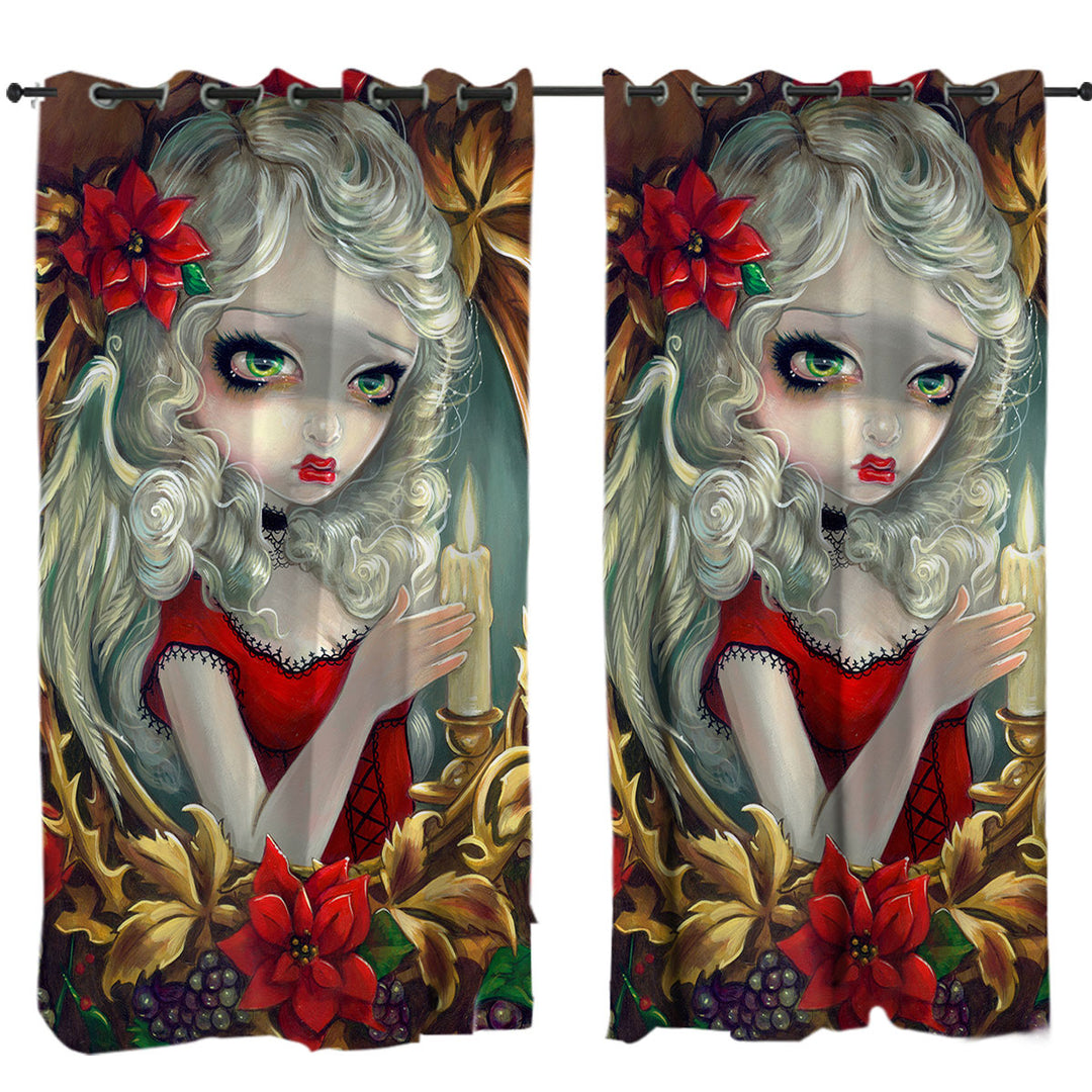 White Haired Beautiful Girl Christmas Candle Curtains