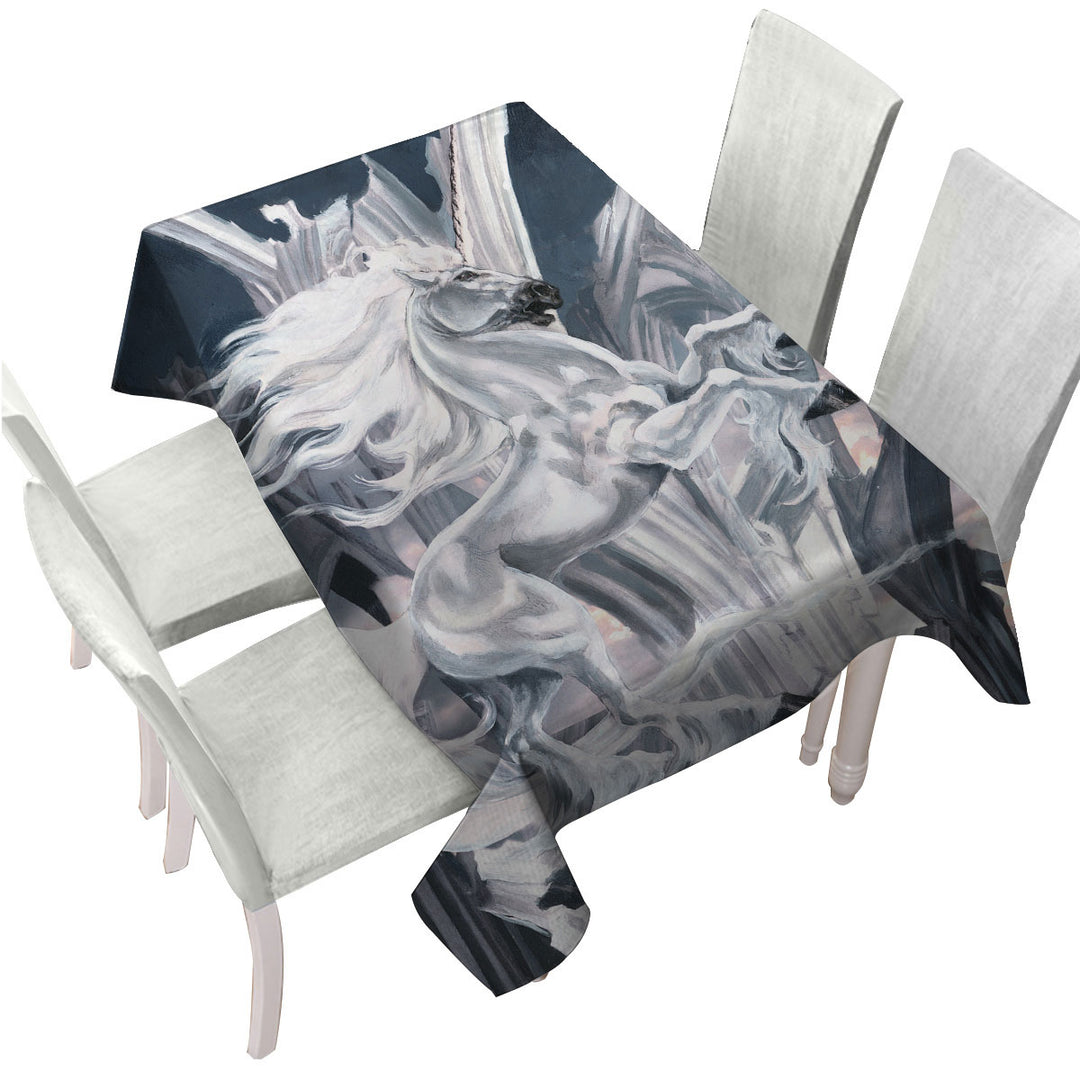 White Knight Horse Custom table Covers