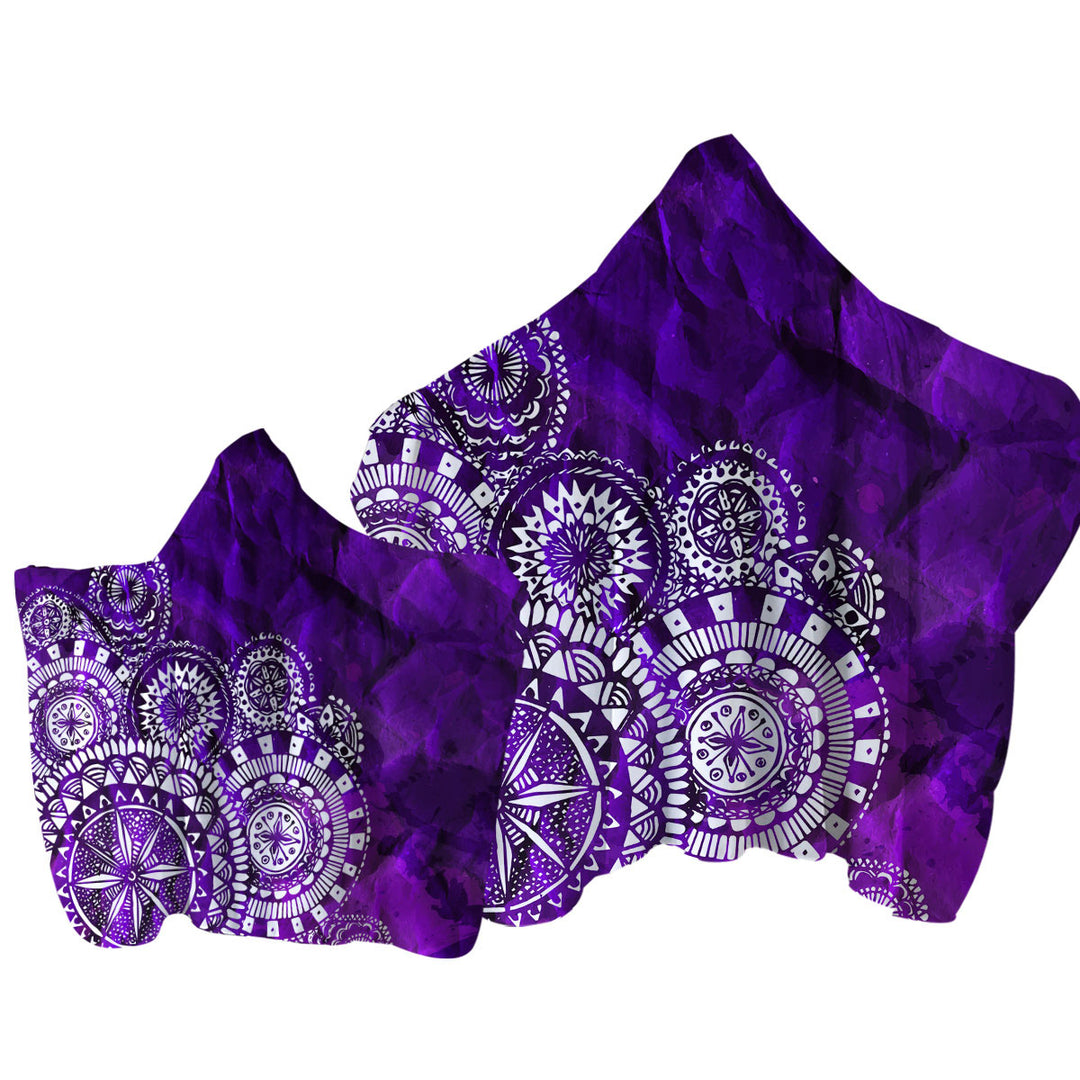 White Mandalas Over Purple Towel Hoodie