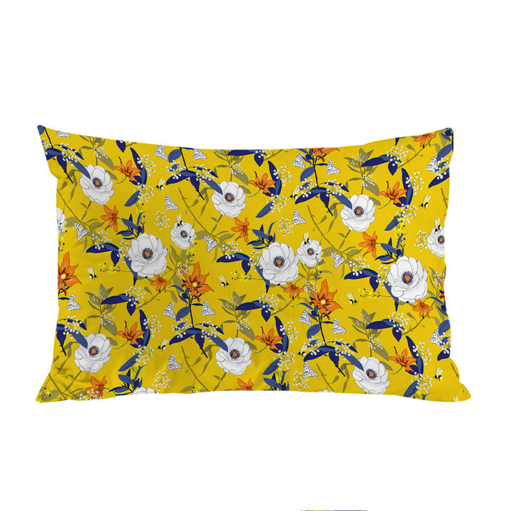 White and Orange Flowers Pillowcases