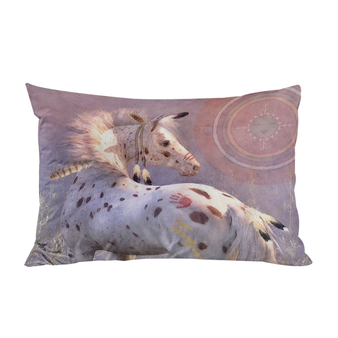 White with Brown Spots War Pony Horse Pillow Cases