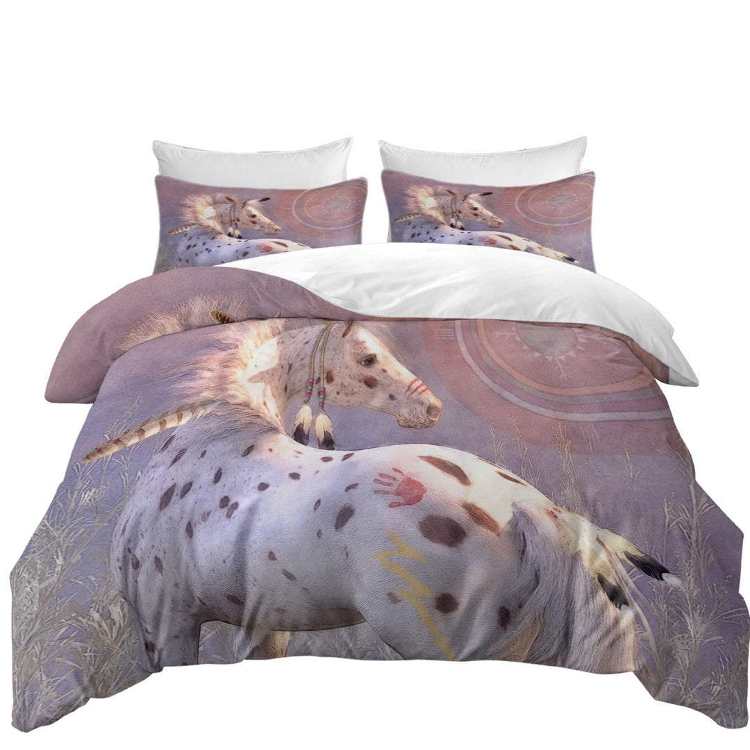 White with Brown Spots War Pony Horse Twin xl Duvet Covers