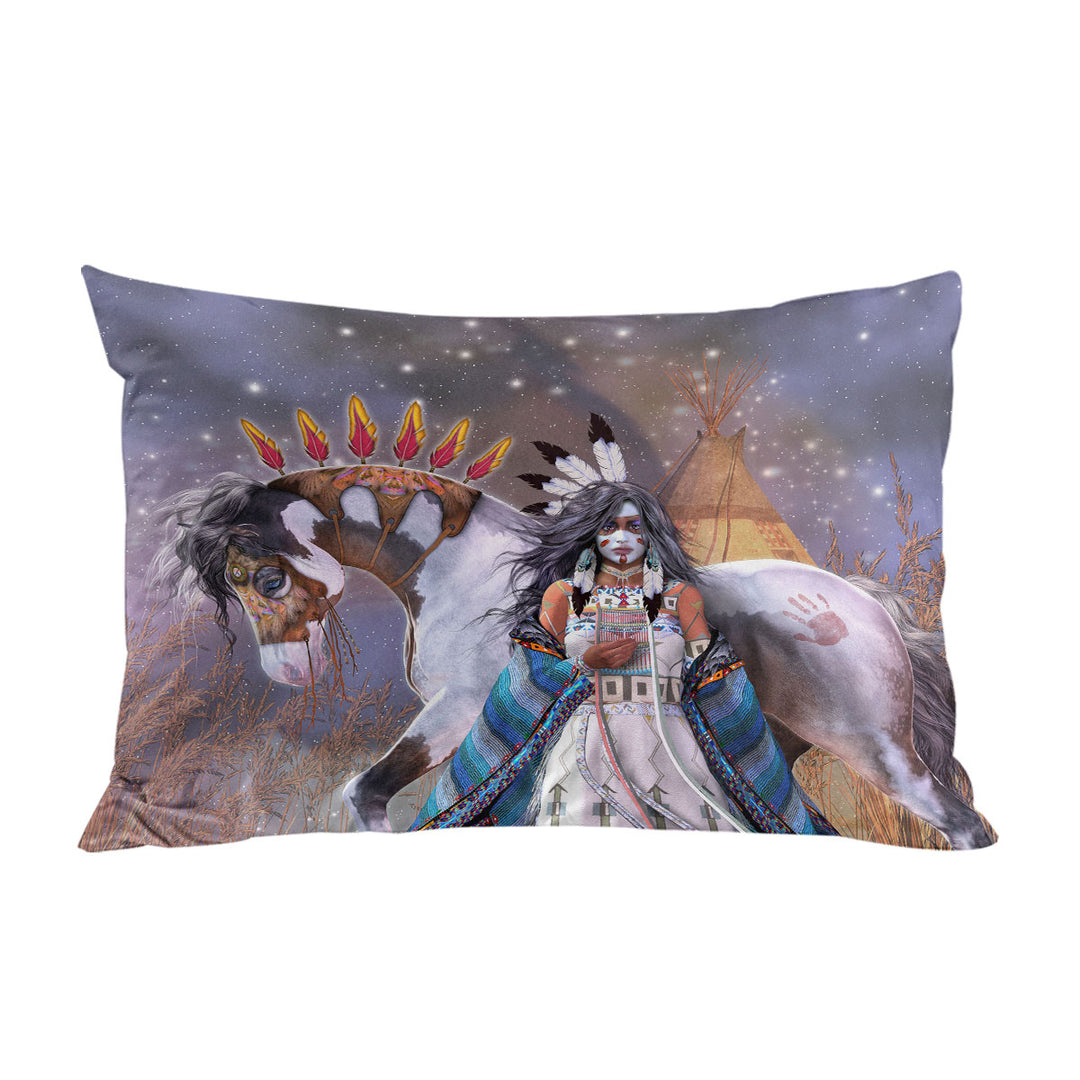 Wicasa Native American Girl and Her Horse Pillow Cases