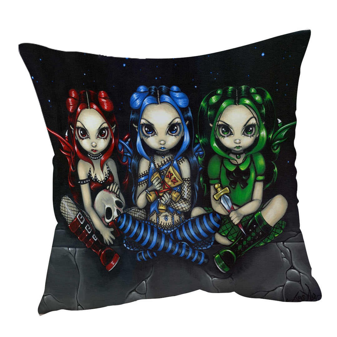 Wicked Cushion Covers Tricksy and False Three Naughty Goth Faeries