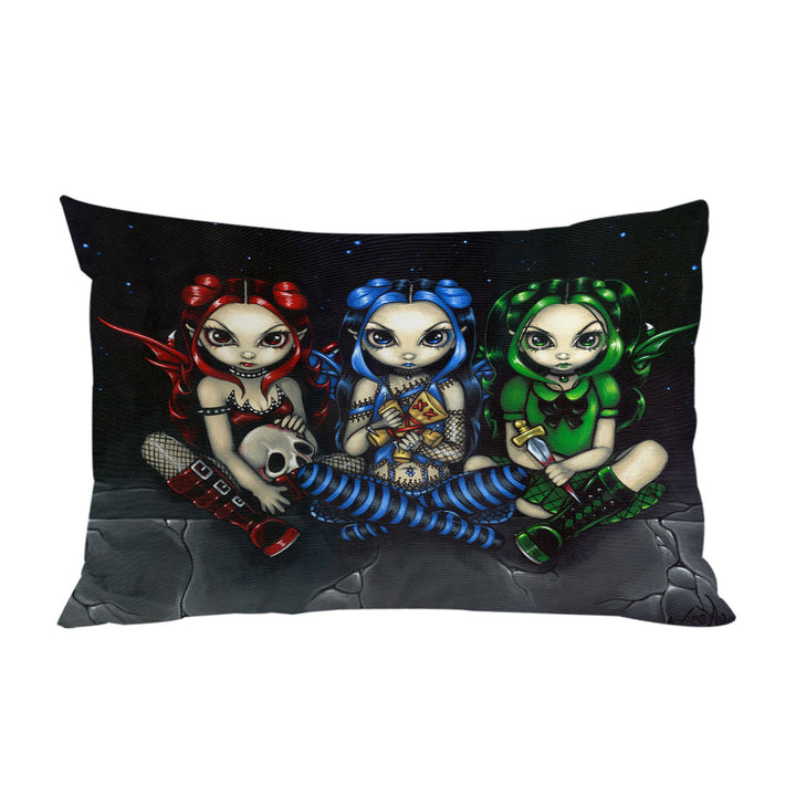 Wicked Tricksy and False Three Naughty Goth Faeries Pillow Cases