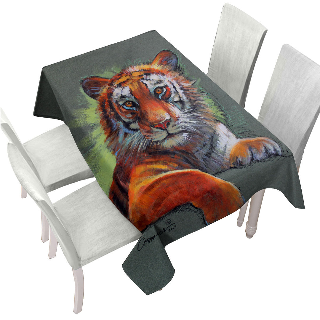 Wild Animal Art Drawings Tiger Sketch Tablecloths