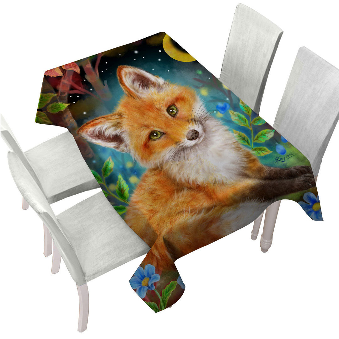 Wild Animal Art Paintings Fox in the Forest Custom tablecloths